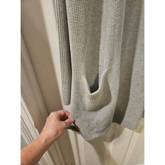 Old Navy Open Front Long Cardigan Sweater Gray L NWT Textured Knit Pockets - Picture 7 of 8